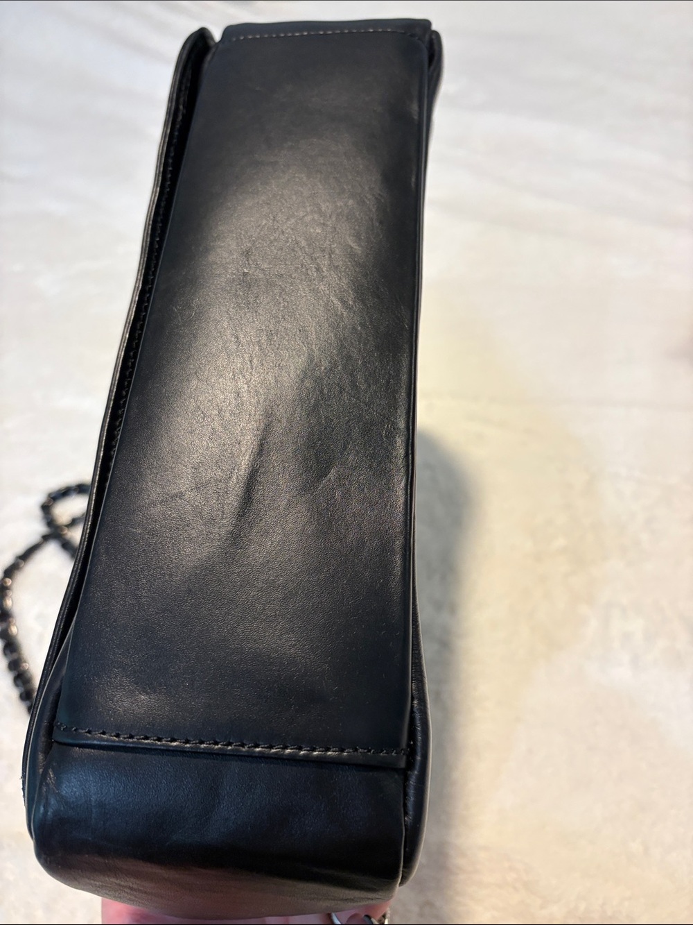 Black leather Studded Quilted Crossbody Bag - Designer - Picture 6 of 10